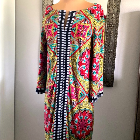 DRESS BY LAUNDRY SHELLI SEGAL STUNNING PRINT EXCELLENT COND SIZE 4 - Picture 4 of 8
